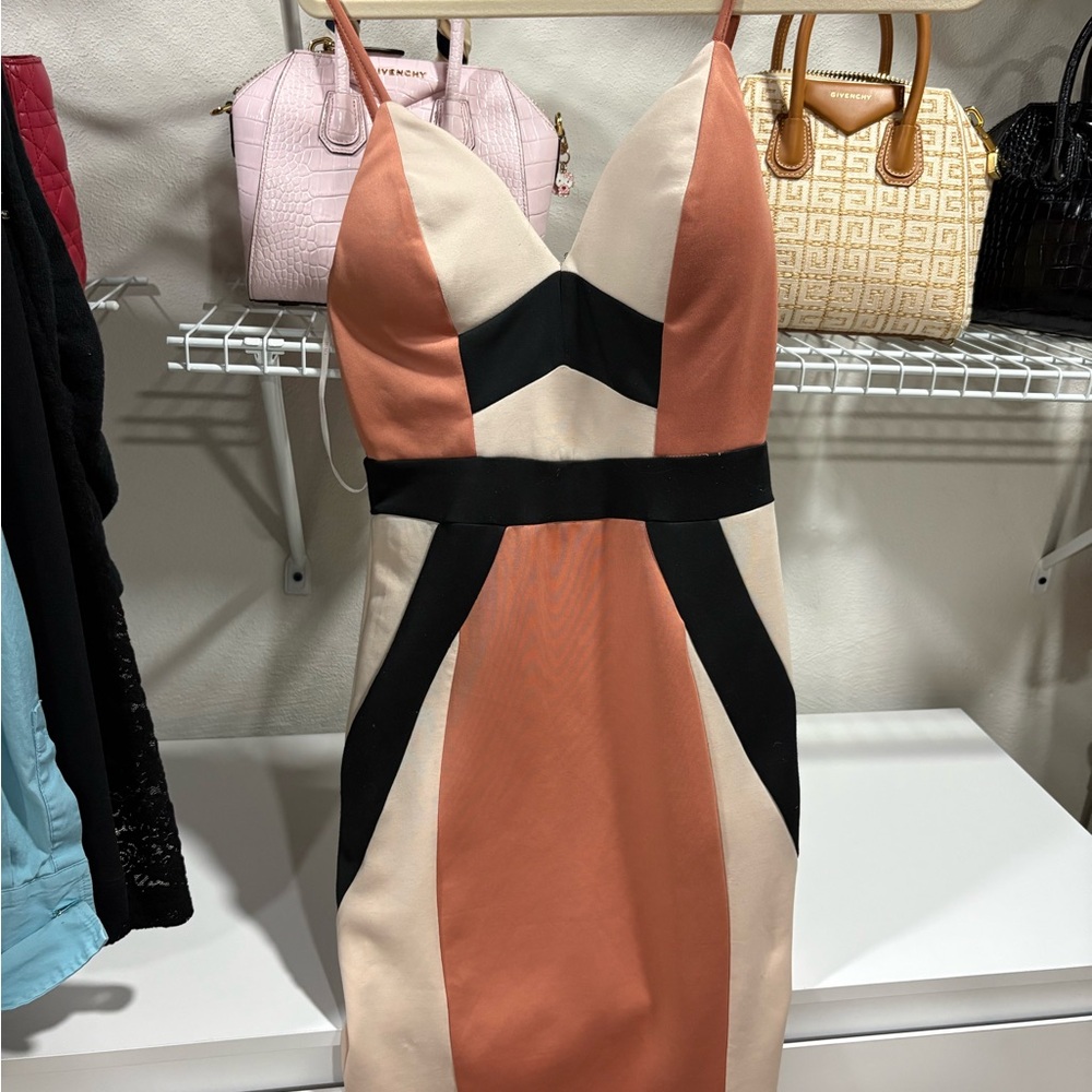 3 for $18 SALE A’gaci Black and Tan Colorblock Mini Dress